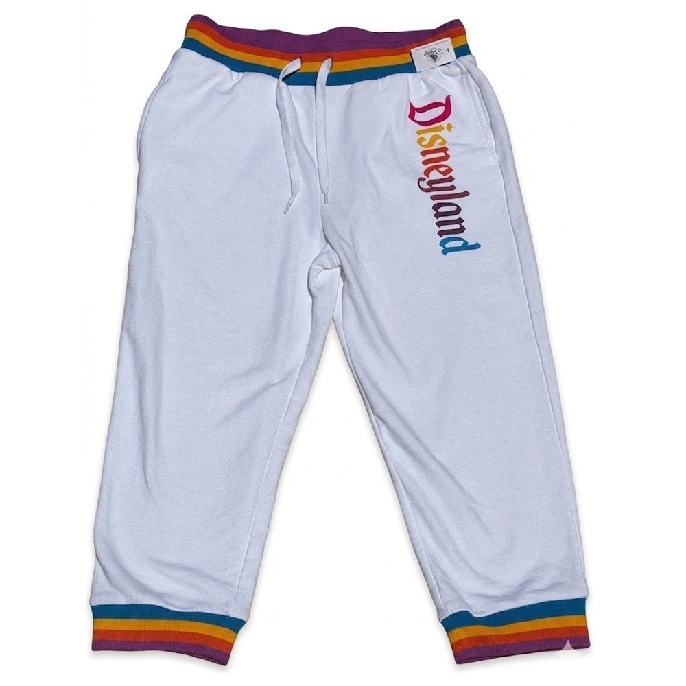 Disney Parks Disneyland Rainbow Logo White Joggers New With Tags